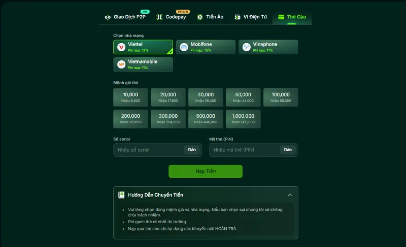 Nạp tiền FO88